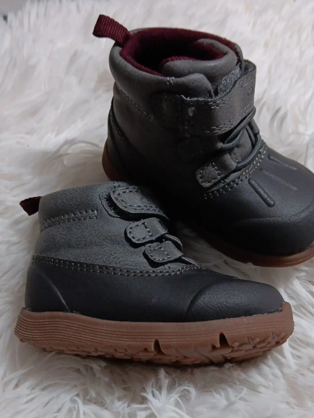 Carter's Black Toddler Boots with Burgundy Lining and Brown Sole